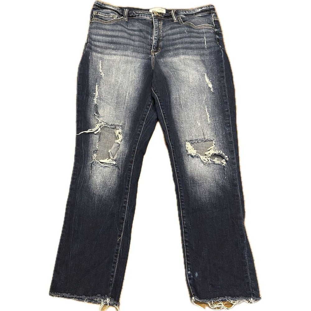 BKE Women Size 34 Parker Universal Fit High Rise Raw Hem Frayed Distressed Rips